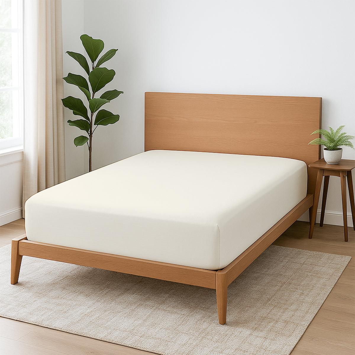 Premium Microfiber Fitted Bedsheet | 10-Inch Deep Pocket, All-Round Elastic | Wrinkle, Fade & Stain Resistant (Ivory)