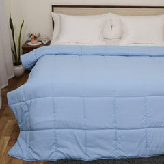 Luxurious Giza Egyptian Cotton Down Alternative AC Comforter | All-Season Soft Duvet Insert | Lightweight Warmth (Light Blue)