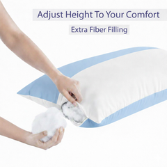Microfiber Filled Bed Pillows for Sleeping | Takiya Combo Set of 2 for Bed Room | Super Soft Pillow Fillers for Back, Side, and Stomach Sleepers, Light Blue