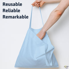 Light Blue Cotton Tote Bag 13 x 15 Inch – Reusable Eco-Friendly Canvas Shopping, Travel & Daily Carry Bag