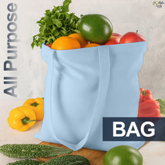 Light Blue Cotton Tote Bag 13 x 15 Inch – Reusable Eco-Friendly Canvas Shopping, Travel & Daily Carry Bag