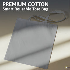 Light Grey Cotton Tote Bag 13 x 15 Inch – Reusable Eco-Friendly Canvas Shopping, Travel & Daily Carry Bag