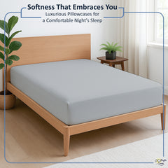 Premium Microfiber Fitted Bedsheet | 10-Inch Deep Pocket, All-Round Elastic | Wrinkle, Fade & Stain Resistant (Light Grey)