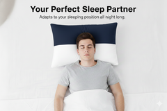 Microfiber Filled Bed Pillows for Sleeping | Takiya Combo Set of 2 for Bed Room | Super Soft Pillow Fillers for Back, Side, and Stomach Sleepers, Navy Blue