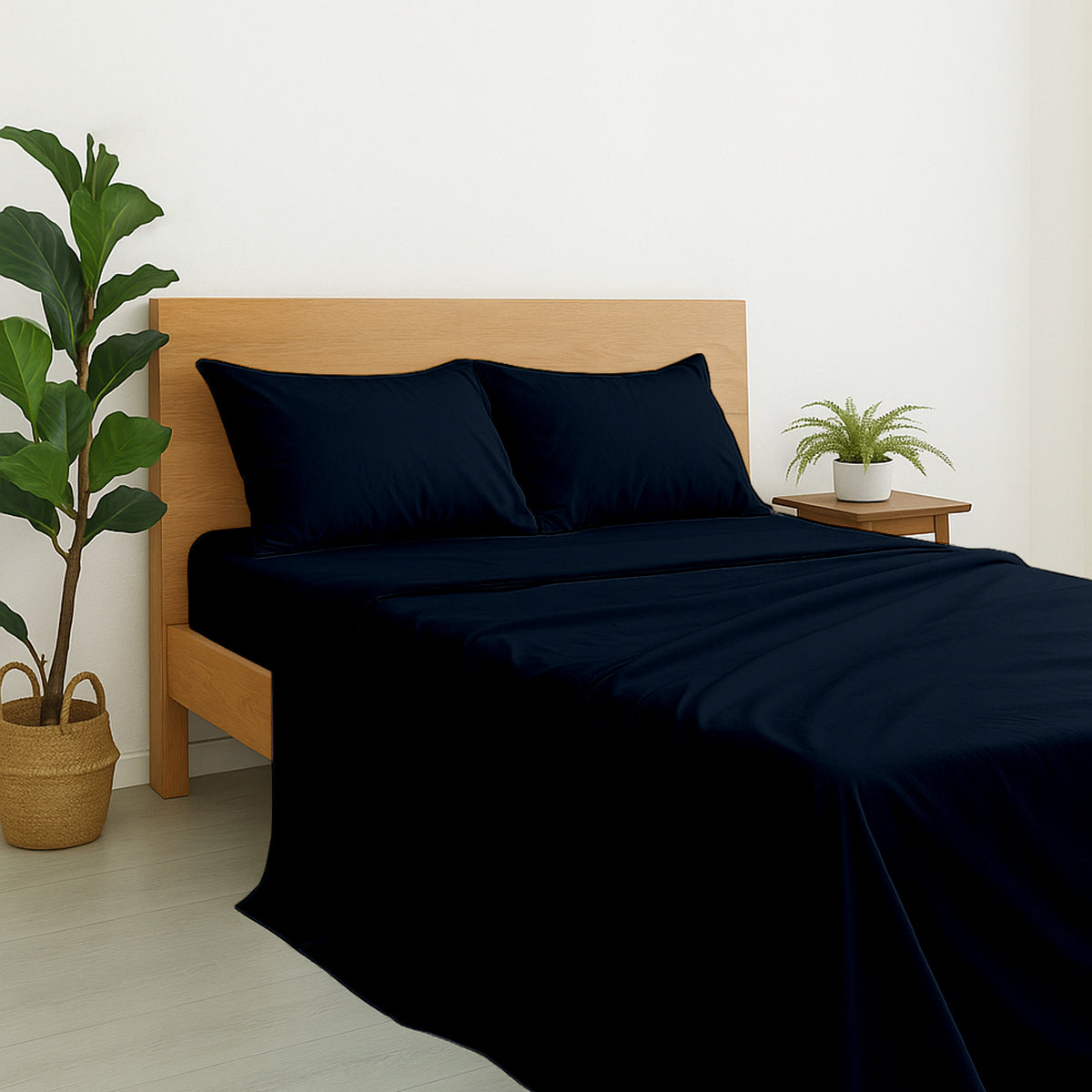 Luxury Giza Cotton 4-Piece Bed Sheet Set | Ultra-Soft & Breathable | Extra Deep 10-Inch Pocket Fitted Sheet, Flat Sheet & 2 Pillow Covers (Navy Blue)