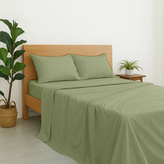 Luxury Giza Cotton 4-Piece Bed Sheet Set | Ultra-Soft & Breathable | Extra Deep 10-Inch Pocket Fitted Sheet, Flat Sheet & 2 Pillow Covers (Sage)