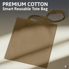 Taupe Cotton Tote Bag 13 x 15 Inch – Reusable Eco-Friendly Canvas Shopping, Travel & Daily Carry Bag