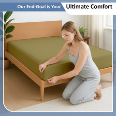 Premium 100% Cotton Fitted Bedsheet | Soft & Cooling Hotel-Quality Sheet | 10-Inch Deep Pocket, All-Round Elastic (Taupe)