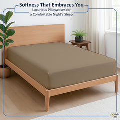 Premium Microfiber Fitted Bedsheet | 10-Inch Deep Pocket, All-Round Elastic | Wrinkle, Fade & Stain Resistant (Taupe)