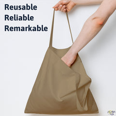 Taupe Cotton Tote Bag 13 x 15 Inch – Reusable Eco-Friendly Canvas Shopping, Travel & Daily Carry Bag
