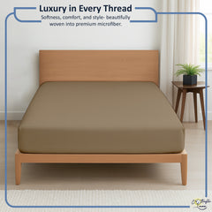 Premium Microfiber Fitted Bedsheet | 10-Inch Deep Pocket, All-Round Elastic | Wrinkle, Fade & Stain Resistant (Taupe)