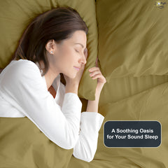 Premium 100% Cotton 4-Piece Bed Sheet Set | 400 TC | Flat Sheet, Elastic Fitted Sheet & 2 Pillow Covers | 10-Inch Deep Pocket (Taupe)