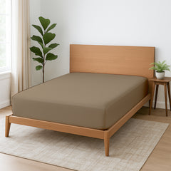 Premium Microfiber Fitted Bedsheet | 10-Inch Deep Pocket, All-Round Elastic | Wrinkle, Fade & Stain Resistant (Taupe)