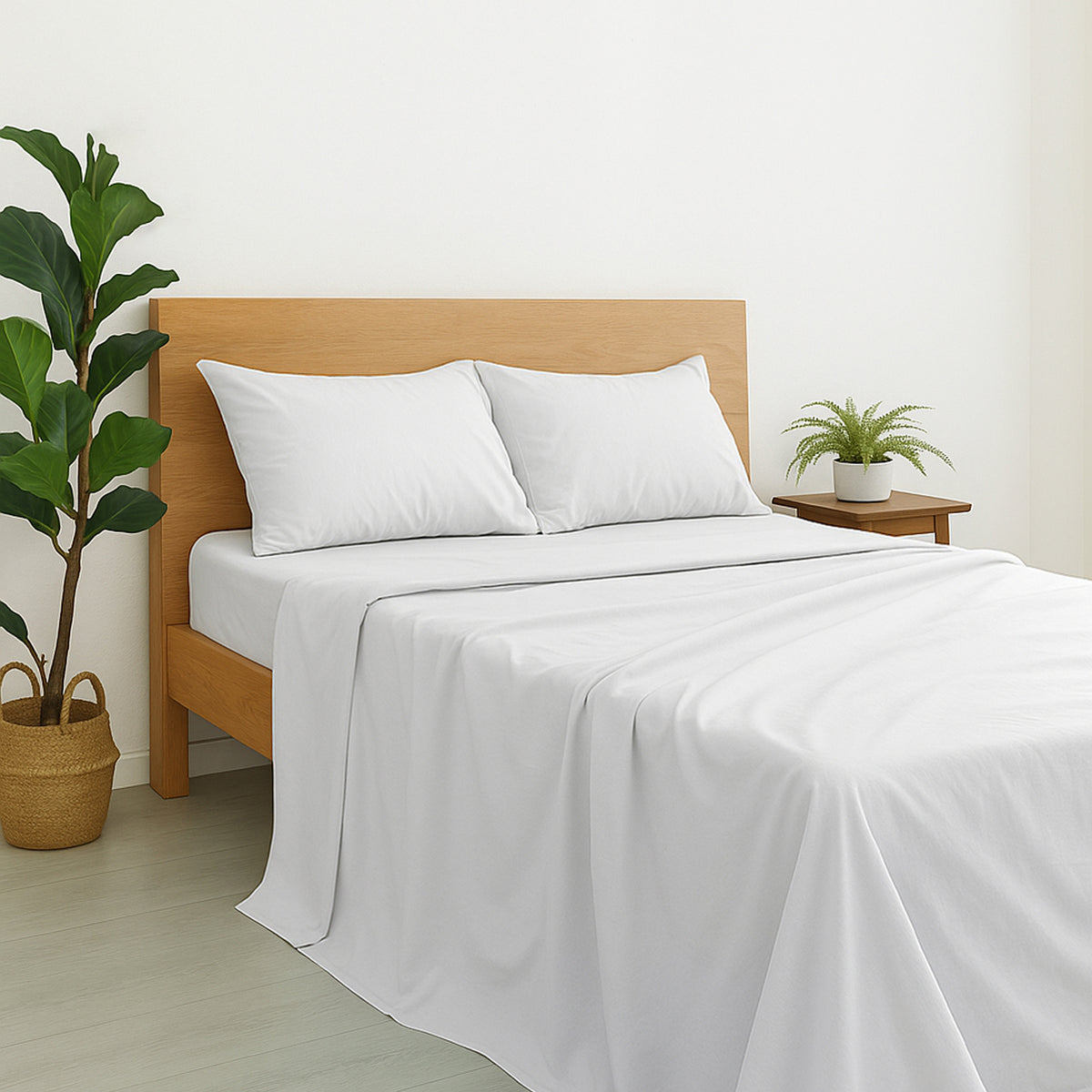 Luxury Giza Egyptian Cotton 4-Piece Bed Sheet Set | Ultra-Soft & Breathable | Extra Deep 10-Inch Pocket Fitted Sheet, Flat Sheet & 2 Pillow Covers (White)