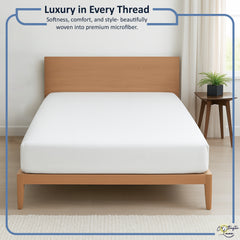 Premium Microfiber Fitted Bedsheet | 10-Inch Deep Pocket, All-Round Elastic | Wrinkle, Fade & Stain Resistant (White)