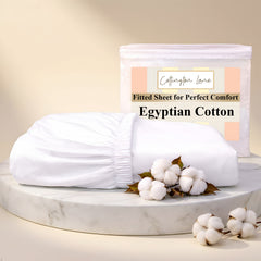 Premium 100% Cotton Fitted Bedsheet | Soft & Cooling Hotel-Quality Sheet | 10-Inch Deep Pocket, All-Round Elastic (White)