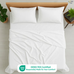 Luxury Giza Egyptian Cotton 4-Piece Bed Sheet Set | Ultra-Soft & Breathable | Extra Deep 10-Inch Pocket Fitted Sheet, Flat Sheet & 2 Pillow Covers (White)