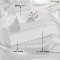 Luxury Giza Egyptian Cotton 4-Piece Bed Sheet Set | Ultra-Soft & Breathable | Extra Deep 10-Inch Pocket Fitted Sheet, Flat Sheet & 2 Pillow Covers (White)